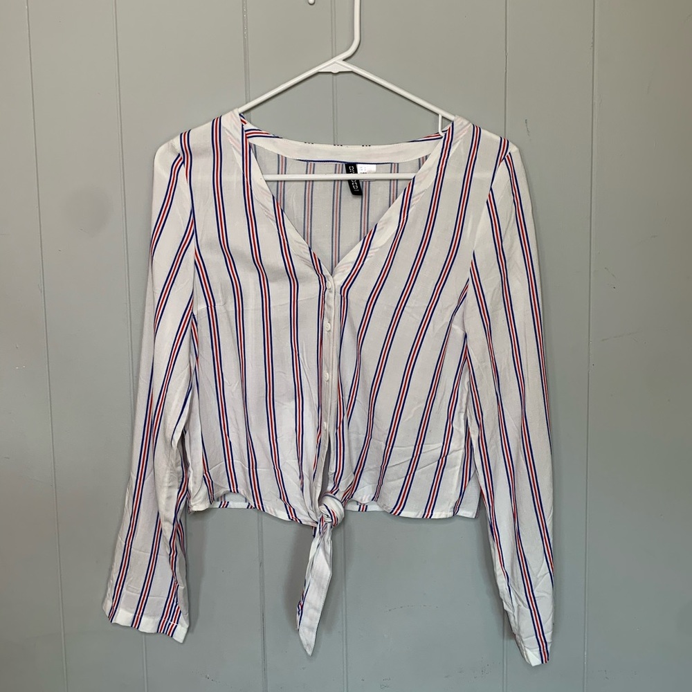 Button up stripped blouse